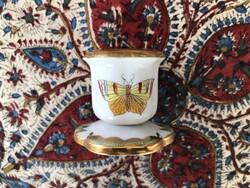 Herendi kézzel festett porcelán gyertyatartó – pillangós dekor