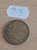 FRANCIAORSZÁG 20 FRANK 1950  Alumínium-Bronz, KAKAS Aláírás 'GEORGES GUIRAUD'   B3