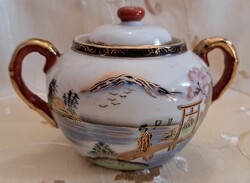 Régi porcelán cukortartó, Kutani porcelán (L6099)