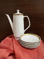 Porcelán kávékiöntő csészealjakkal art deco GDR