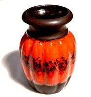 "Fat Lava" stílusú vintage kerámia váza 1960-1970 15 cm magas "Scheurich Keramik műhely