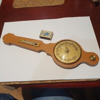 Retro Hungarian wooden weather station thermometer barometer Kádár decor