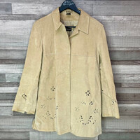 Cianelli Leather bézs áttört mintás női bőrkabát 36
