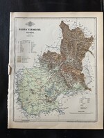Bereg vármegye térképe. Gönczy 1897. Magyarország kézi atlasza. Erdély