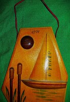 1971.Régi Balatonfüred ART DECO fa fali dísz szuvenírboltos utazási üdülési emlék 10cm képek szerint