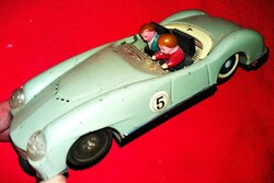 Vintage lemez kínai szürke JAGUÁR játék lendkerekes fém autó figurákkal a képek szerint