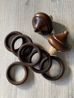Curtain ends, wooden hoops
