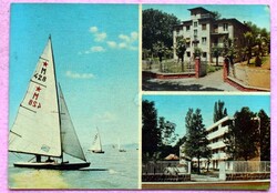 Balaton (Berény, vitorlás, ..) - retro fotó mozaik képeslap  - 1979