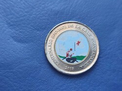 PANAMA 1 BALBOA 2018 VÖRÖSKERESZT 100.ÉVFORDULÓ! UNC! BIMETÁL! SZÍNEZETT!