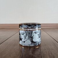 Régi Hollóházi Szász Endre porcelán tégely