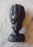 Ritka afrikai faragott ébenfa büszt, szobor