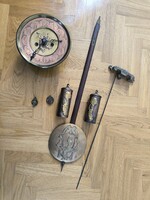 Antik gyönyörű figurális szobrokkal 2 Súlyos falióra szerkezet GB.Gustav Becker komplett