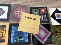 Victor Vasarely művész album Vega 1971 8 db színes nyomat Op-Art