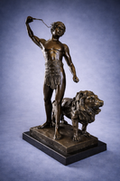 Oroszlánszelídítő Gladiátor - Monumentális bronz szobor 75cm magas