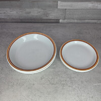 Alföldi porcelán csíkos szegélyű mélytányér és kistányér szett