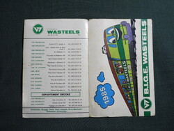 Kártyanaptár,Franciaország,vasút,Wasteels menetjegy irodák,grafikai,mozdony,1985,  (2)  ,sérült,