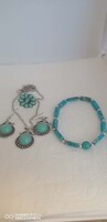 Új! Türkiz - Ezüstözött   Ékszer Bizsu Csomag! (3)