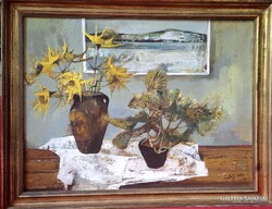 KÜLÖNLEGES Somogyi-Soma László (1927-2004) - Képcsarnok Csendélet 60x80 olaj farost