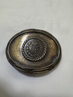 Antik magyar címeres övcsat – bronz/rezes, historikus darab, vintage gyűjtői övcsat
