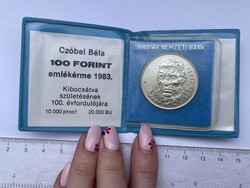 -AX181- Régi 100 Forintos Emlékérem Czóbel Béla Festőművész Születésének 100. Évfordulójára 1983.