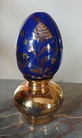 HÚSVÉT-Bámulatos szépségű aranyozott porcelán tojás-tűzaranyozott-csiszolt üvegváza húsvéti szett