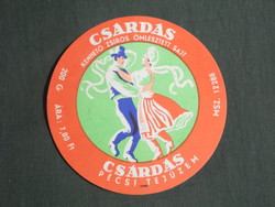 Sajt címke, Magyar tejüzemek, Pécs tejüzem, Csárdás sajt,  7.80 Ft