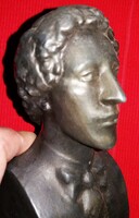 Antik jelzett asztali dísz fém mellszobor büszt Alexander Blok orosz költő 13x7x6 cm képek szerint