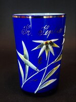 Trencsénteplic - Antik kétrétegű zománcfestett pohár, emlékpohár, fürdőpohár