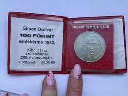 -AX200- Régi 100 Forintos Emlékérem Simon Bolívar Forradalmár Születésének 200. Évfordulójára 1983.