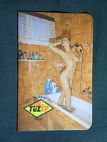 Kártyanaptár,Dél dunántúli tüzép,Pécs,Szigetvár,Siklós,Barcs,Paks,erotikus női akt modell,1986,  (2)