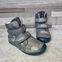 D.D. Step Barefoot sötétkék-szürke mintás kislány tépőzáras cipő 33