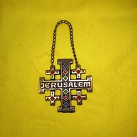 Jeruzsálem kereszt, fém falidísz, vallási kegytárgy.