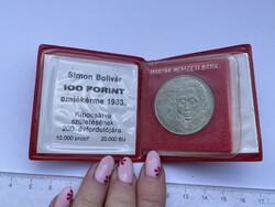 -AX194- Régi 100 Forintos Emlékérem Simon Bolívar Forradalmár Születésének 200. Évfordulójára 1983.