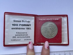 -AX191- Régi 100 Forintos Emlékérem Simon Bolívar Forradalmár Születésének 200. Évfordulójára 1983.