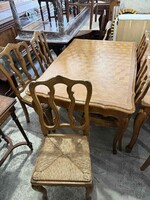 Neobaroque Style Extendable Dining Table with Six Chairs