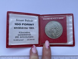 -AX199- Régi 100 Forintos Emlékérem Simon Bolívar Forradalmár Születésének 200. Évfordulójára 1983.