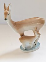 Zsolnay őz gida figurával – kézzel festett porcelán szobor, hibátlan állapot