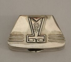 Art Deco ezüst szelence, gyógyszeres, vésett, 1930-as évek, 21 g, fémjelzett, belül aranyozott