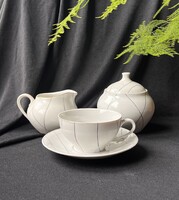 Elegáns art deco, vékony fekete csíkokkal aranyozással díszített Hollóházi porcelán készlet