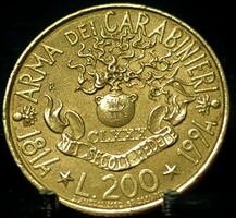 Olaszország 200 Líra, 1994 180 éves a Carabinieri (Karabélyosok hadteste = Csendőrség) E05E4V