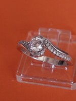 925-ös sterling ezüst cirkonia köves gyűrű akár eljegyzési gyűrűnek 51-es méret