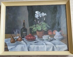 Bánovszky Miklós Eredeti Olaj vászon Csendélet Festmény