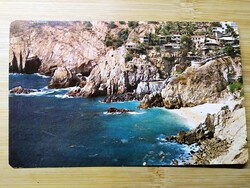 Régi képeslap,Mexikó, A Quebrada, panorámás kilátás, Acapulco, bélyegezve 1969