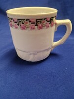 Antik Csehszlovák Porcelán Bögre – Rózsás és Meander Mintás