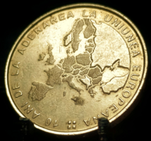Románia 50 Bani, 2017 10. Évforduló - Csatlakozása az Európai Unióhoz Verdejel nélkül E05F6V
