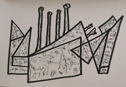 Baján Ildikó rajz. 20,7 x 29,5 cm. Papír.