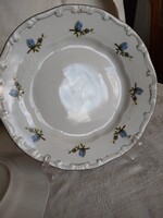 Zsolnay 2 db kék barack virágos tányér