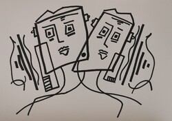 Baján Ildikó rajz. 20,7 x 29,5 cm. Papír.