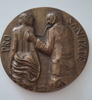 Kampfl József : Pro Sanitate díj bronz emlék plakett  9,7 cm Magyar állami egészségügyi kitüntetés.