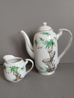 Bambusz mintás porcelán teás / kávés kancsó és tejszines